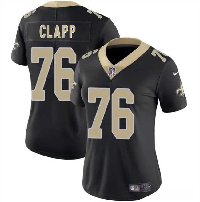 Womens New Orleans Saints #76 Will Clapp Black 2025 Vapor Stitched Limited Jersey Dzhi